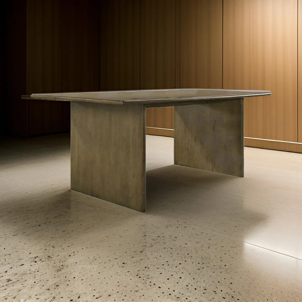 Gael 72 Inch Dining Table, Rectangular, Curved Panel Legs, Textured Brown By Casagear Home