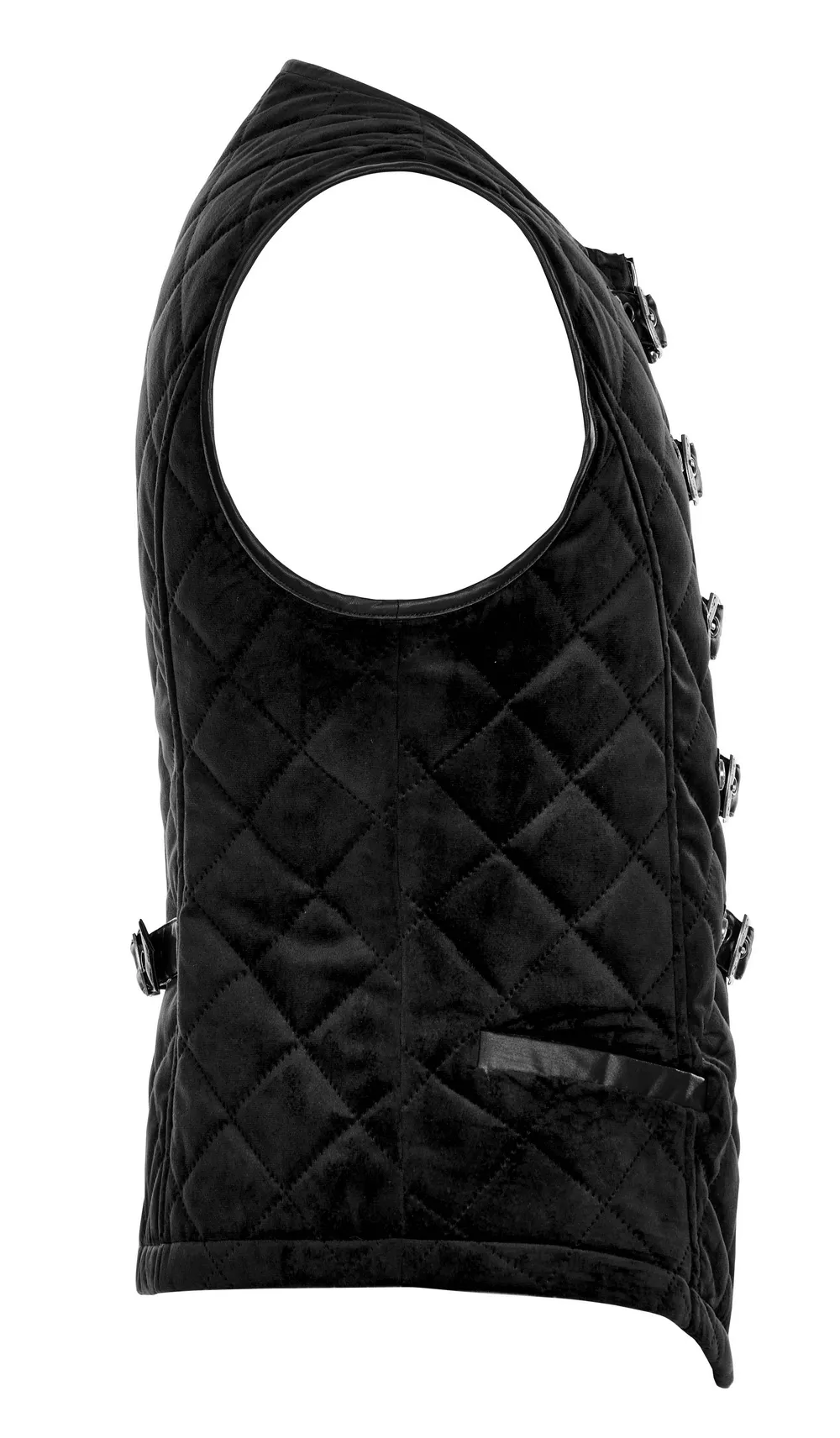 Gothic Quilted Men's Waistcoat with Metal Clasp Closure