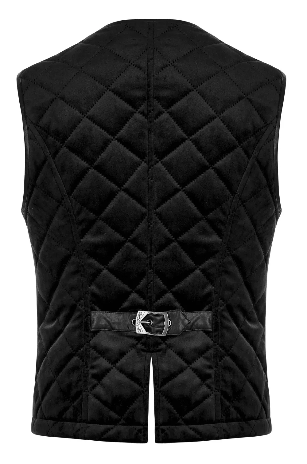 Gothic Quilted Men's Waistcoat with Metal Clasp Closure