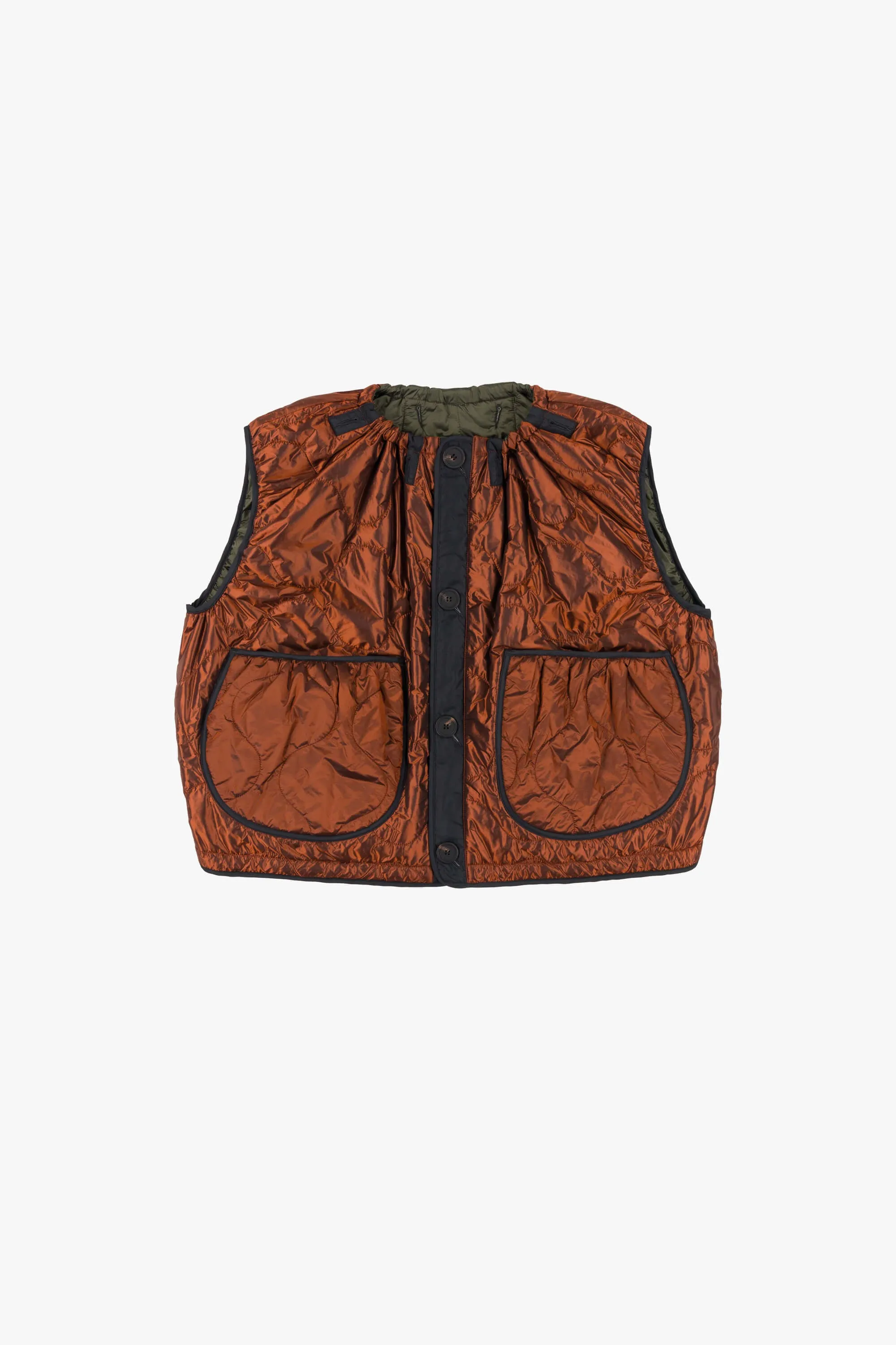 Parachute Quilt Vest - Olive / Amber