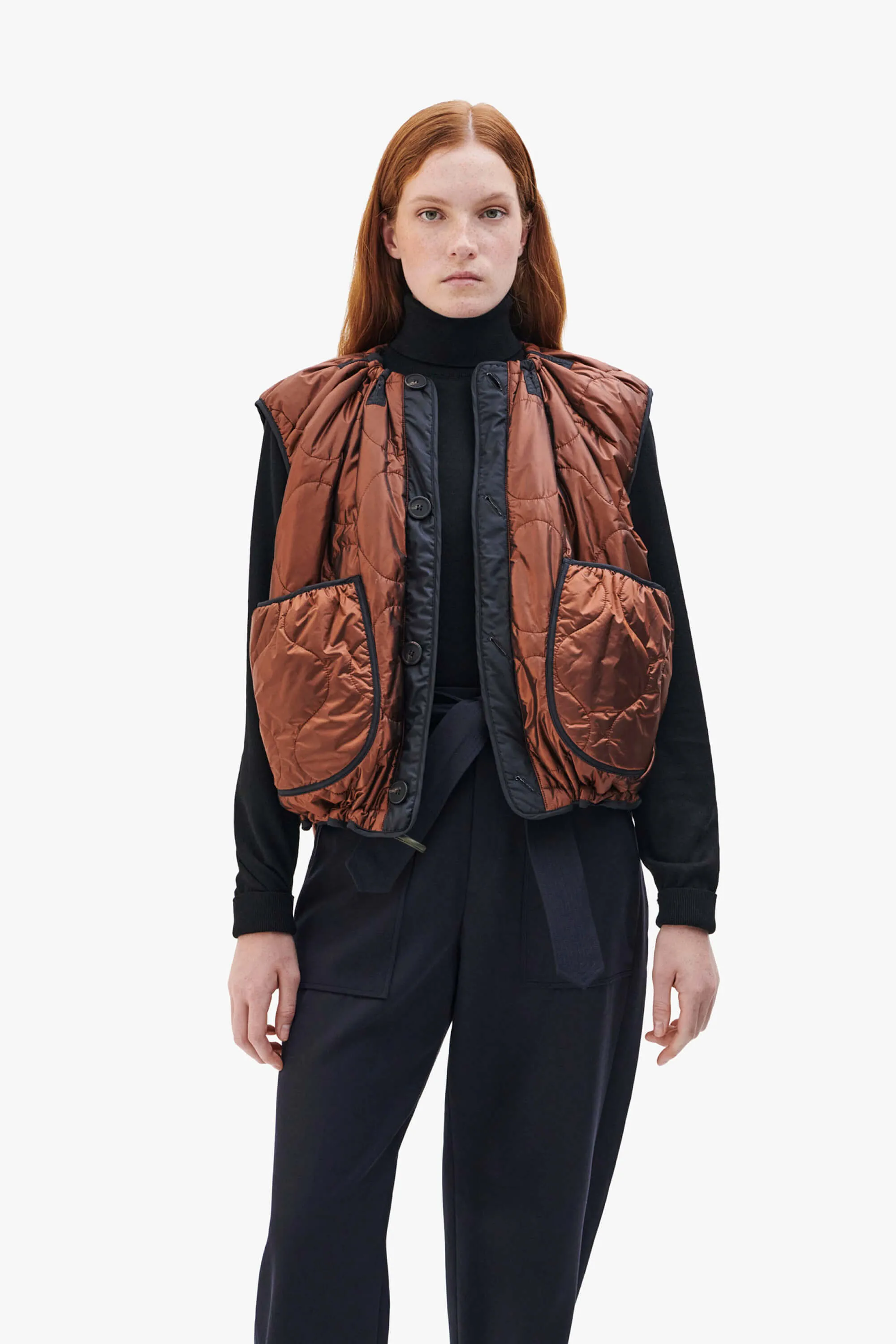 Parachute Quilt Vest - Olive / Amber