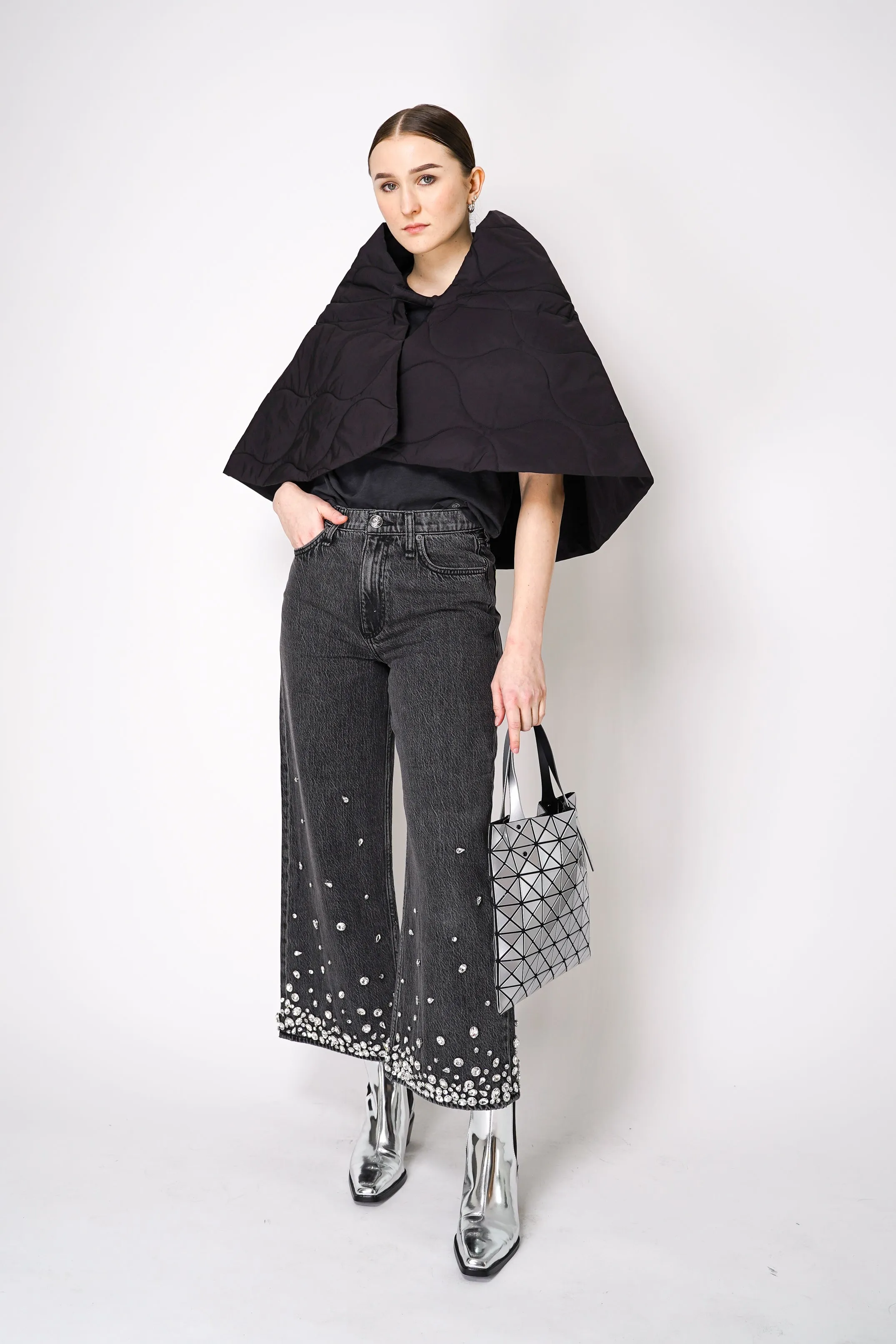 Pleats Please Issey Miyake Asteroid Insulated Cape in Black