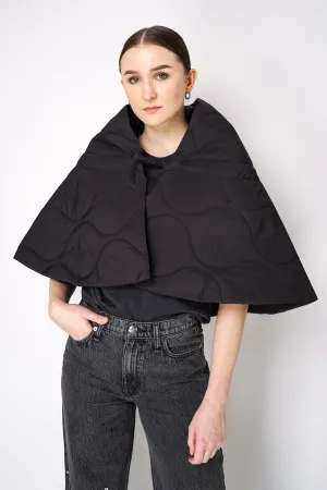 Pleats Please Issey Miyake Asteroid Insulated Cape in Black