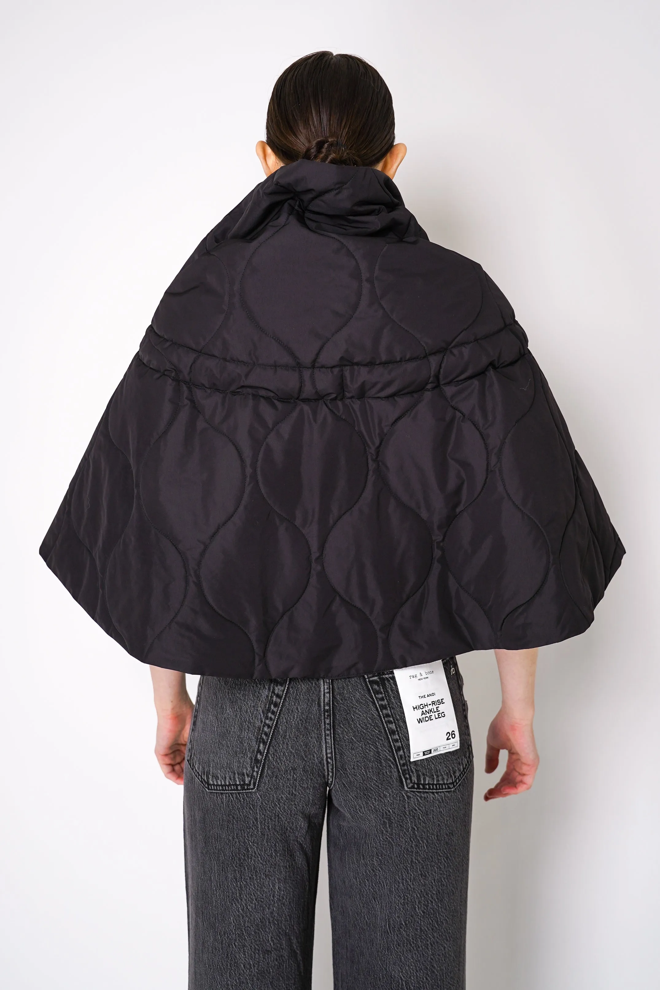 Pleats Please Issey Miyake Asteroid Insulated Cape in Black