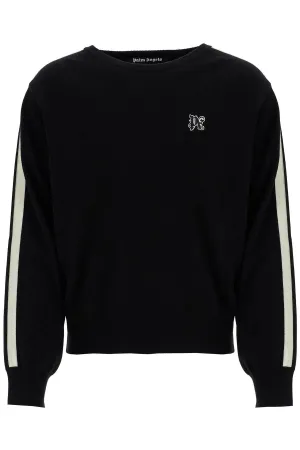 track band pullover sweater with PMHE075F24KNI001 BLACK OFF WHITE